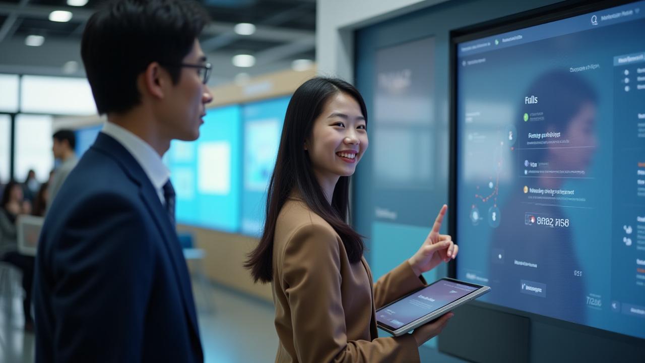 수료생이 기업 담당자 앞에서 열정적으로 프로젝트를 발표하는 모습